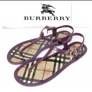 Burberry Purple Jelly Thong Sandals with Nova Plaid Footbed Size 39 (US 8.5)